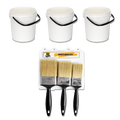 3 half-gallon buckets and a set of graffiti removal brushes