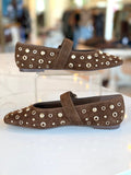 Dvmella Cocoa Suede Studded Flats