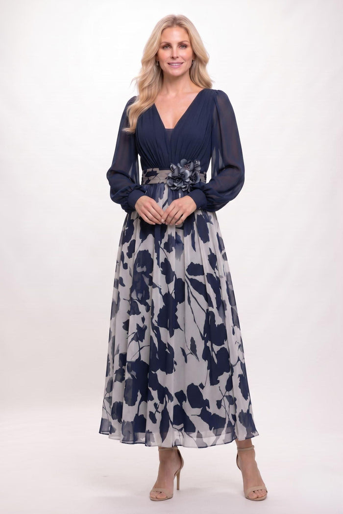 A-Line Ankle Length Printed Chiffon Mother of the Bride Dress CM0446