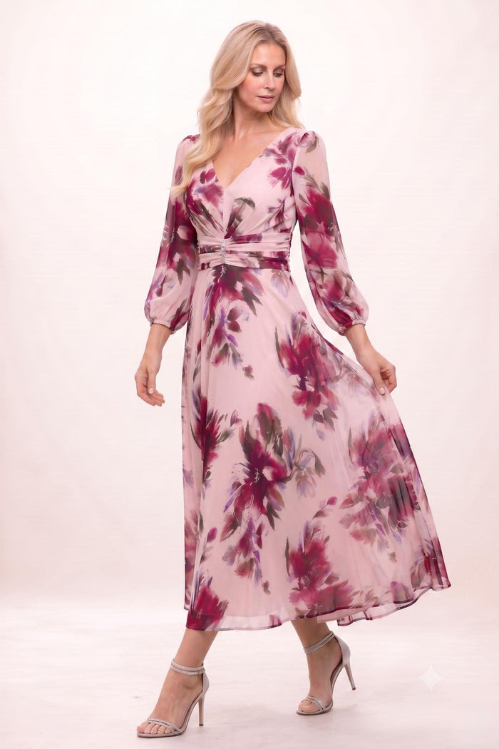 A-Line Ankle Length Printed Chiffon Mother of the Bride Dress CM0451