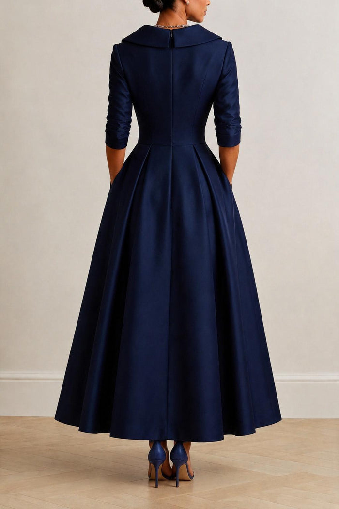 A-Line Ankle Length Satin Wedding Guest Dress CG0361