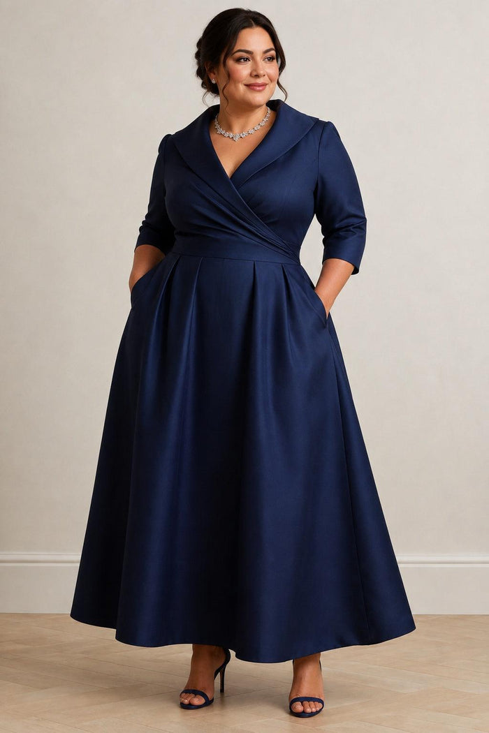 A-Line Ankle Length Satin Wedding Guest Dress CG0361