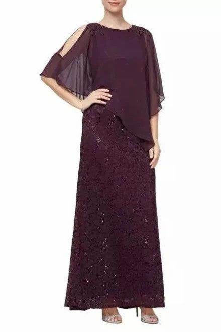 A-Line Ankle Length Stretch Lace Mother Dress CM0203 - COCOMELODY