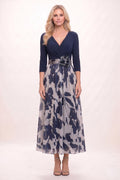 A-Line Ankle Length Stretch Satin Printed Chiffon Mother of the Bride Dress CM0444