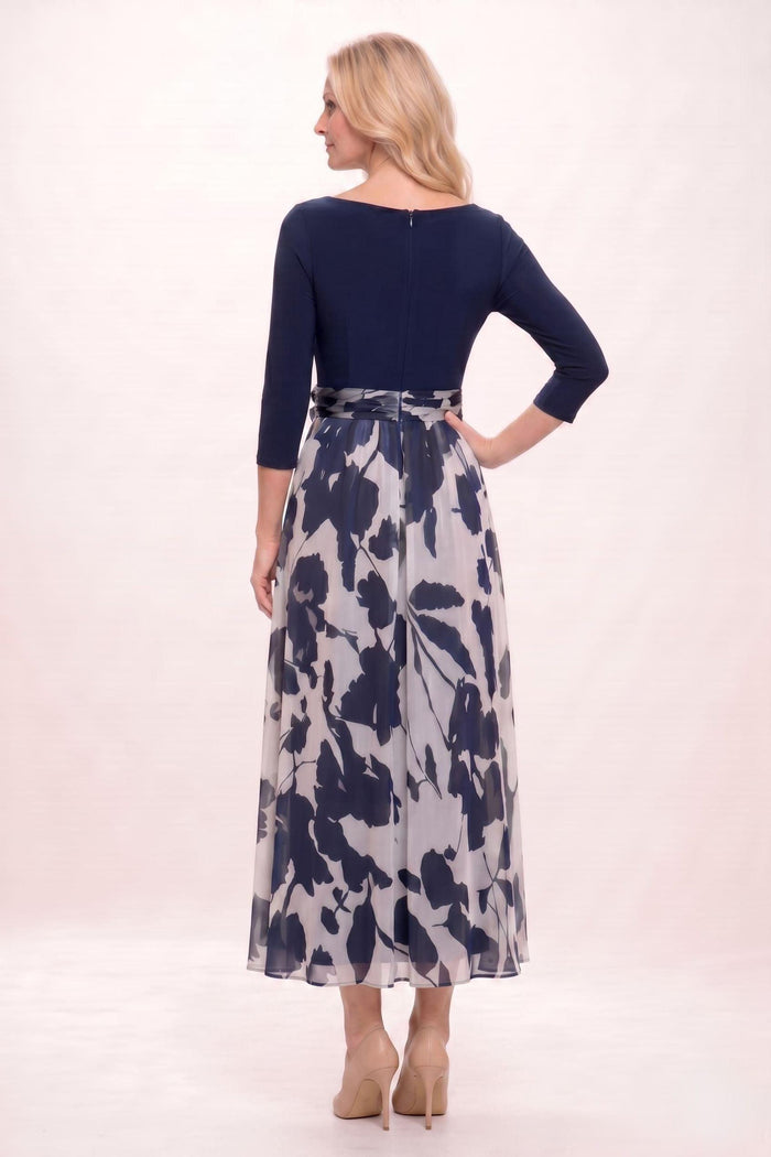 A-Line Ankle Length Stretch Satin Printed Chiffon Mother of the Bride Dress CM0444