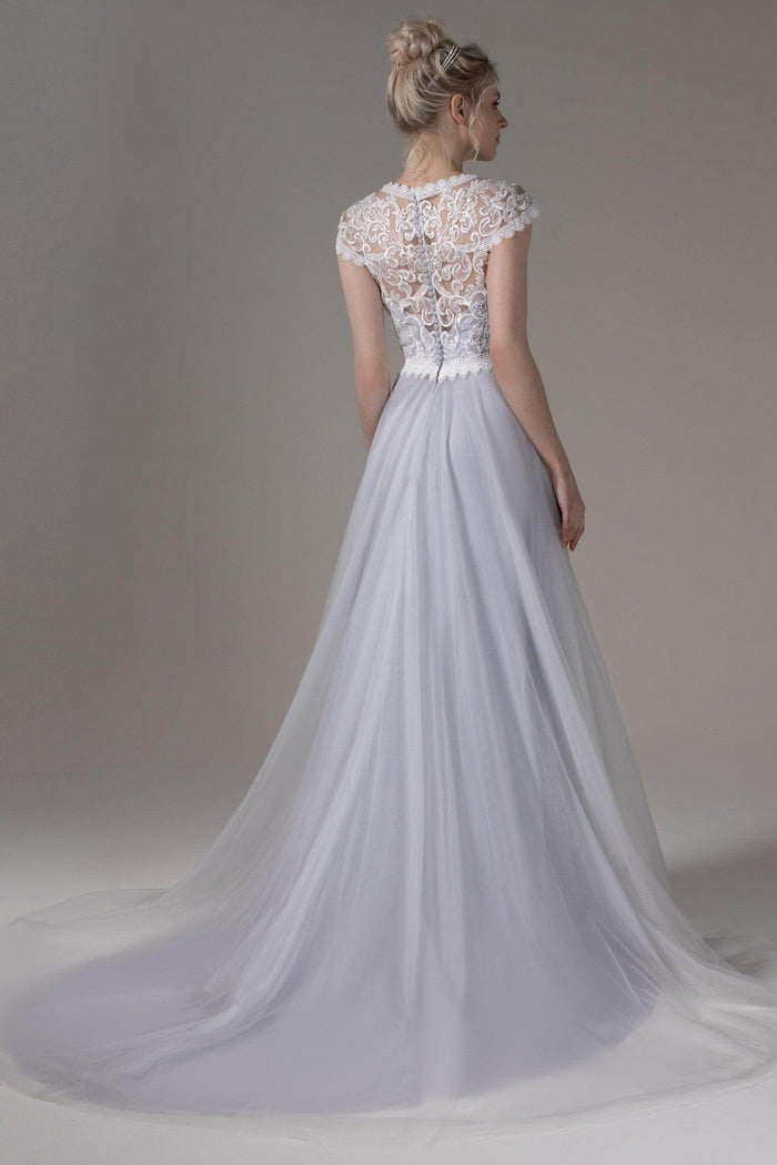 A-Line Court Train Lace Tulle Wedding Dress CW2812CR - COCOMELODY