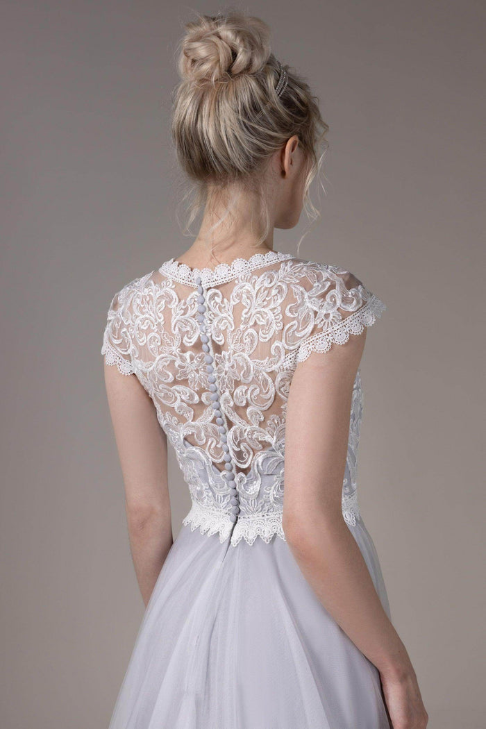 A-Line Court Train Lace Tulle Wedding Dress CW2812CR - COCOMELODY