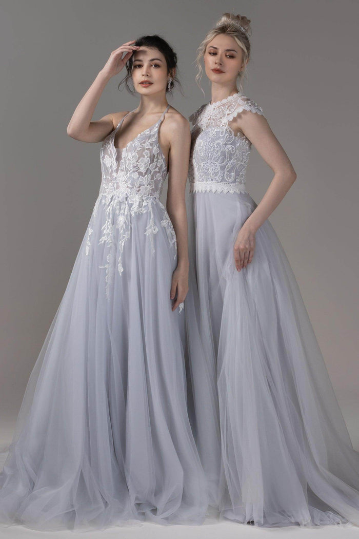 A-Line Court Train Lace Tulle Wedding Dress CW2812CR - COCOMELODY