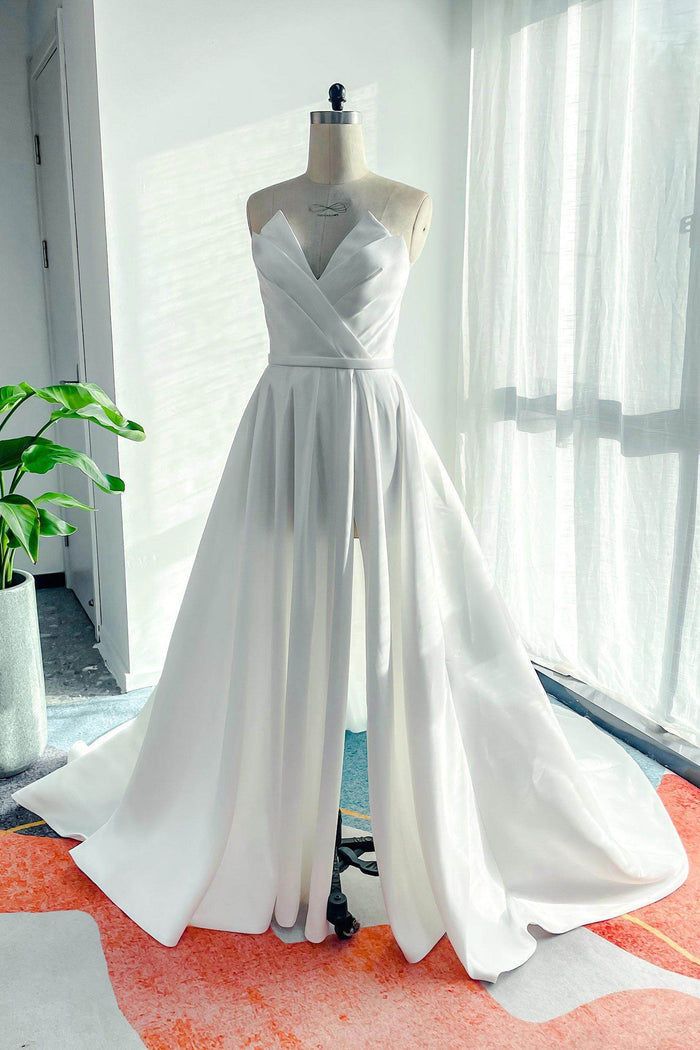 A-Line Court Train Mikado Wedding Dress CW3126 - COCOMELODY