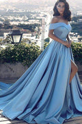 A-Line Court Train Satin Prom Dress CS0405 - COCOMELODY