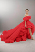 A-Line Court Train Tulle Prom Dress CS0406 - COCOMELODY