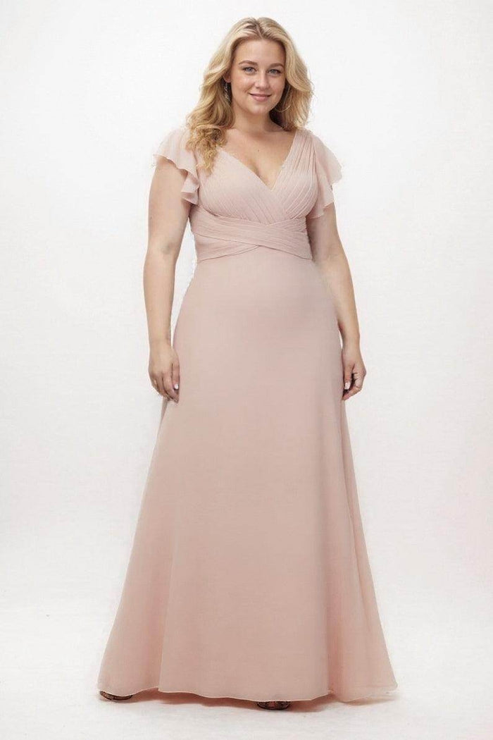 A-Line Floor Length Chiffon Bridesmaid Dress CB0302PS - COCOMELODY