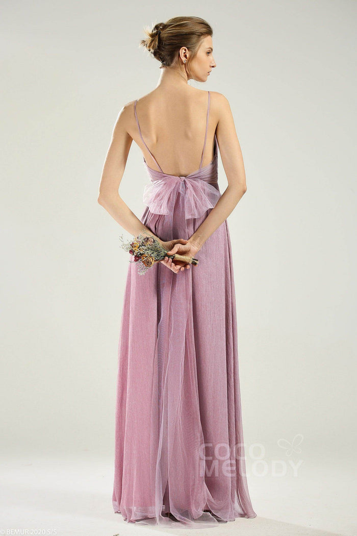 A-Line Floor Length Chiffon Bridesmaid Dress CB0640 - COCOMELODY