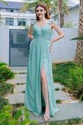 A-Line Floor Length Chiffon Bridesmaid Dress CB0706 - COCOMELODY