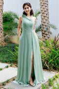 A-Line Floor Length Chiffon Bridesmaid Dress CB0707 - COCOMELODY