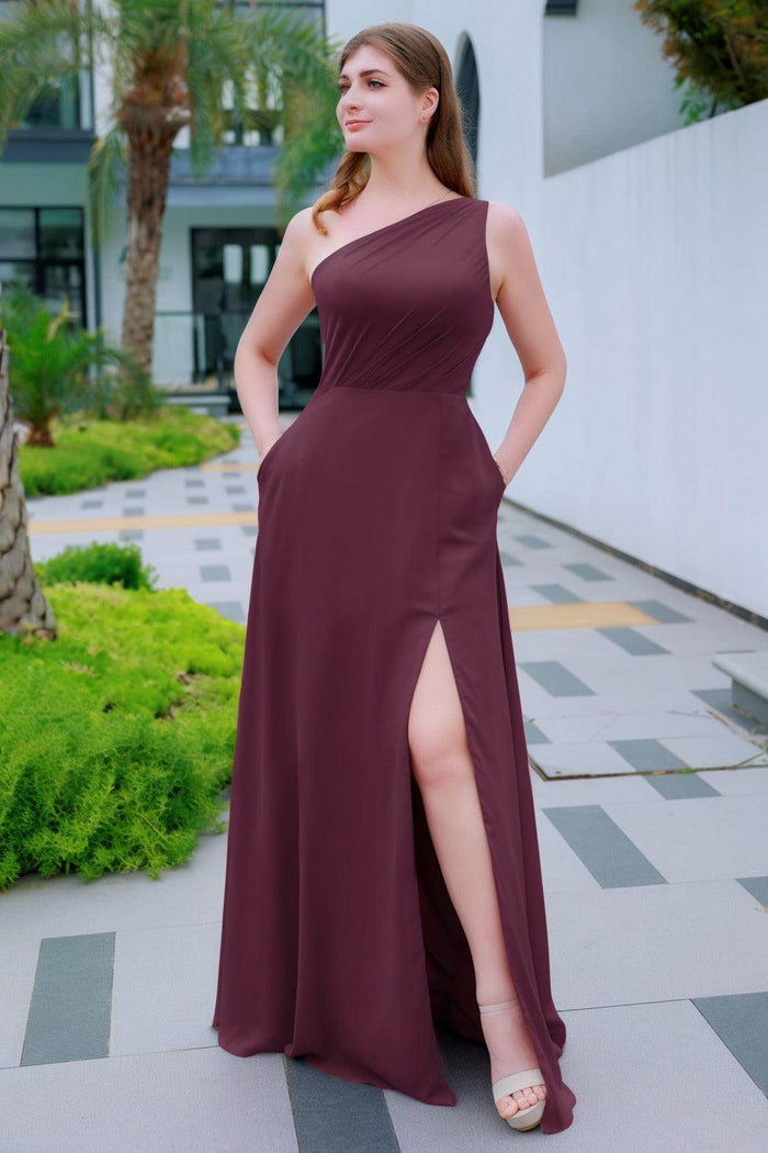 A-Line Floor Length Chiffon Bridesmaid Dress CB0715 - COCOMELODY