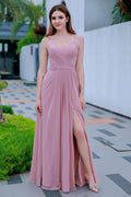 A-Line Floor Length Chiffon Bridesmaid Dress CB0718 - COCOMELODY