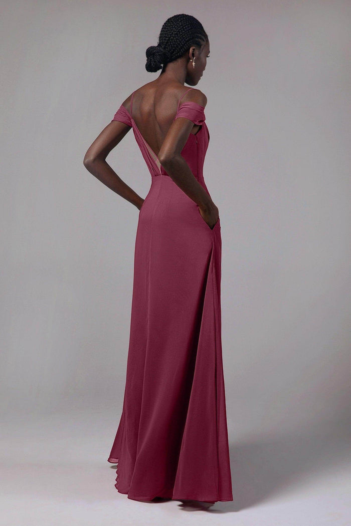 A-Line Floor Length Chiffon Bridesmaid Dress Formal Dresses CB0412CR - COCOMELODY