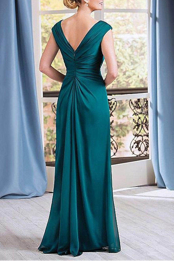 A-Line Floor Length Chiffon Mother Dress CM0076 - COCOMELODY
