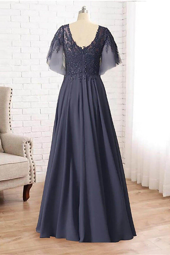 A-Line Floor Length Chiffon Mother Dress CM0079 - COCOMELODY