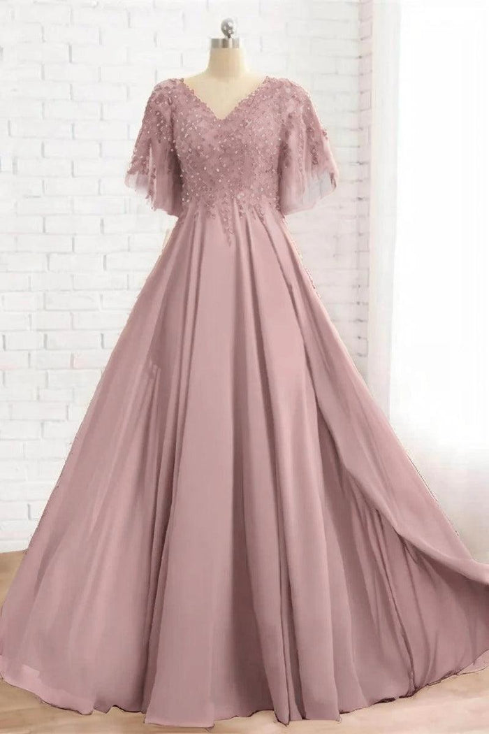 A-Line Floor Length Chiffon Mother Dress CM0079 - COCOMELODY