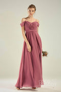 A-Line Floor Length Chiffon/Lace Bridesmaid Dress CB0628 - COCOMELODY