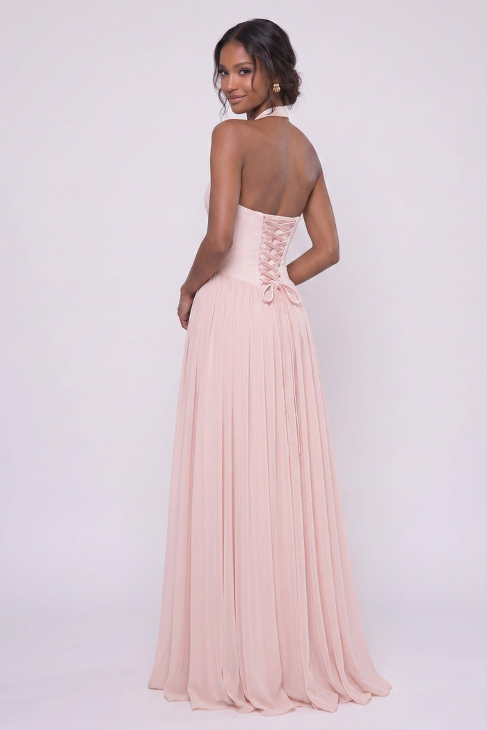 A-Line Floor-length Elastic Cloth Chiffon Bridesmaid Dress CG0344BM
