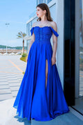 A-Line Floor Length Forged Chiffon Prom Dress CS0485 - COCOMELODY