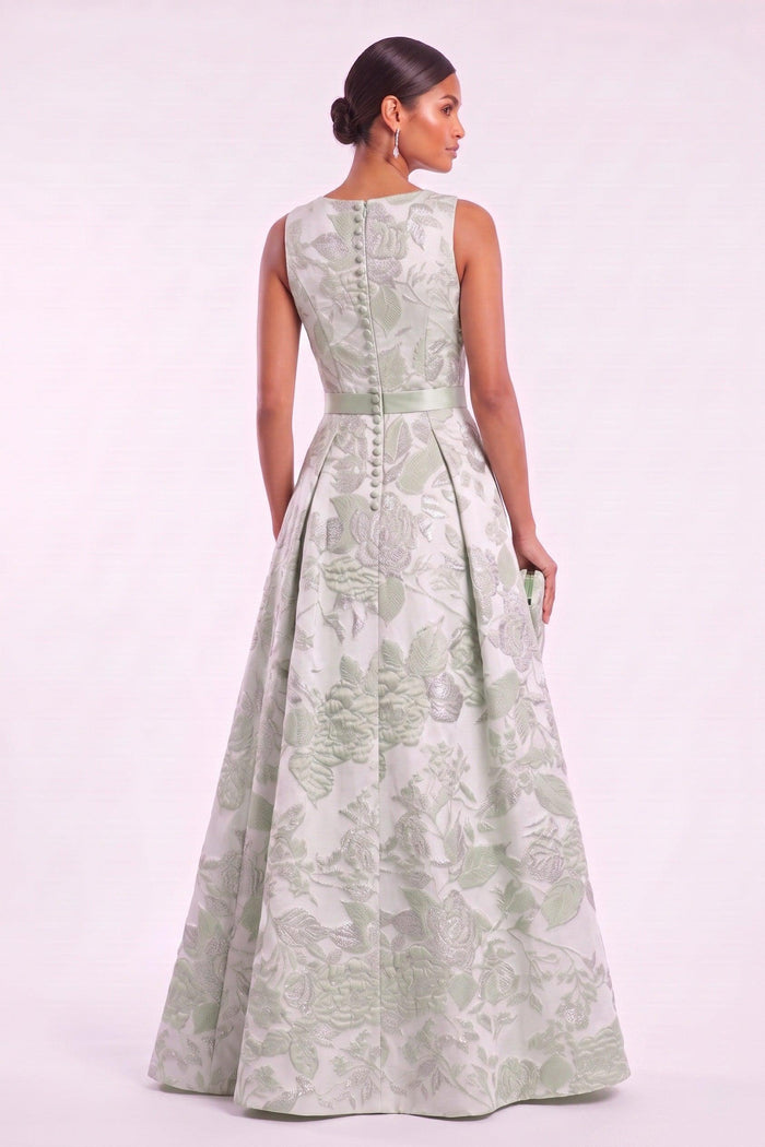 A-Line Floor Length Jacquard Mother of the Bride Dress CM0479