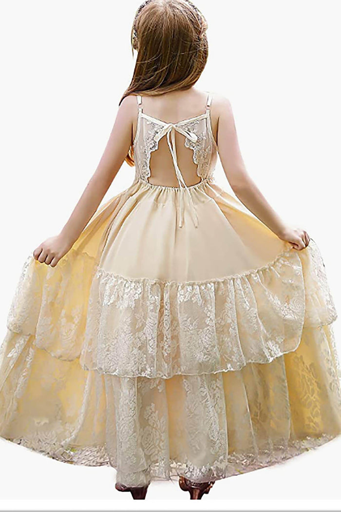 A-Line Floor Length Lace Flower Girl Dress CF0288 - COCOMELODY