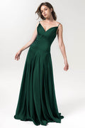 A-Line Floor Length Luxe Satin Bridesmaid Dress Formal Dresses CB0591CR - COCOMELODY