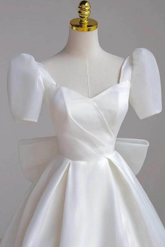 A-Line Floor Length Organza Wedding Dress 676528210777 - COCOMELODY