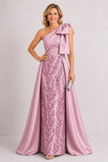 A-Line Floor Length Satin Lace Mother of the Bride Dress CM0470