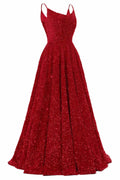 A-Line Floor Length Sequined Prom Dress CS0411 - COCOMELODY