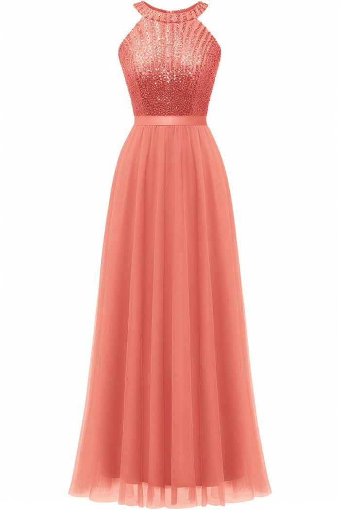 A-Line Floor Length Sequined Prom Dress CS0422 - COCOMELODY
