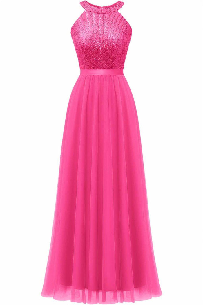 A-Line Floor Length Sequined Prom Dress CS0422 - COCOMELODY