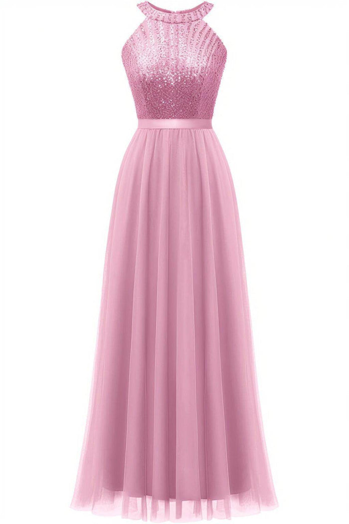 A-Line Floor Length Sequined Prom Dress CS0422 - COCOMELODY
