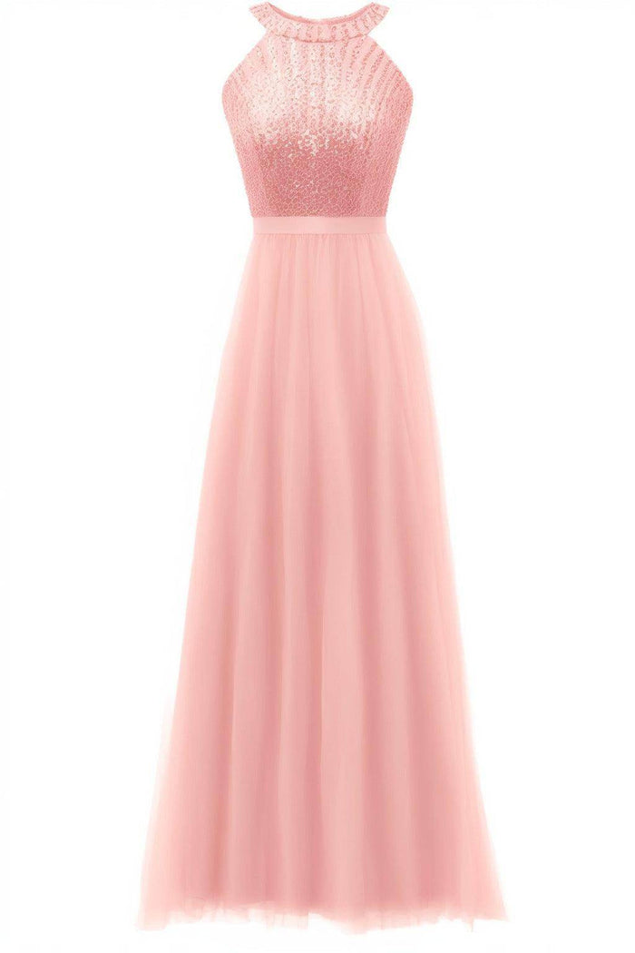 A-Line Floor Length Sequined Prom Dress CS0422 - COCOMELODY
