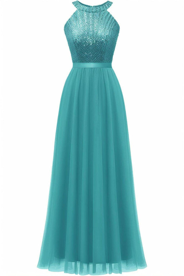 A-Line Floor Length Sequined Prom Dress CS0422 - COCOMELODY