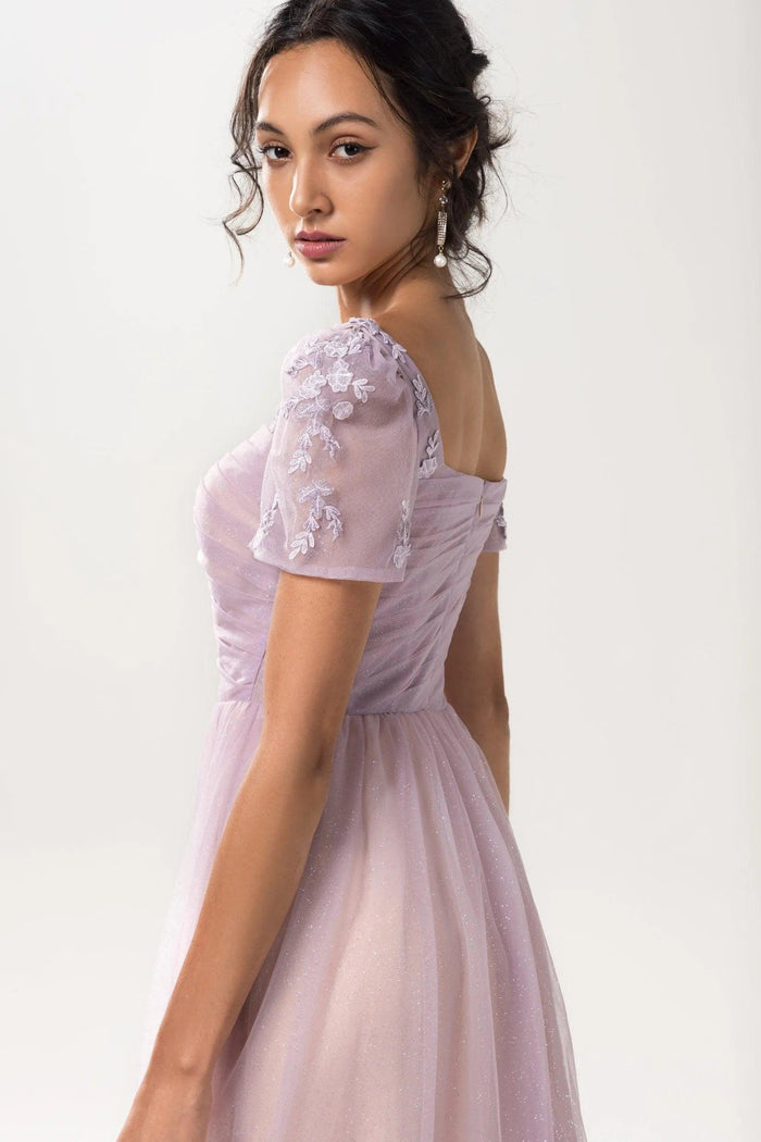 A-Line Floor Length Sparkling Tulle Bridesmaid Dress CB0617CR