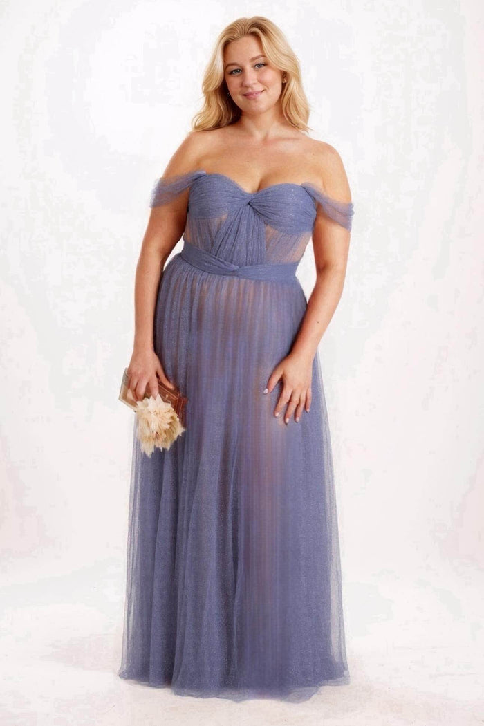 A-Line Floor Length Sparkling Tulle Bridesmaid Dress Formal Dresses CB0608PS - COCOMELODY