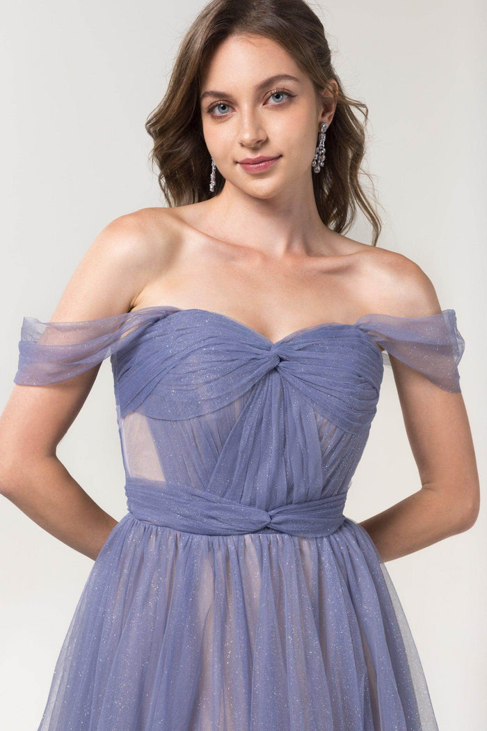 A-Line Floor Length Sparkling Tulle Bridesmaid Dress Formal Dresses CB0608PS - COCOMELODY