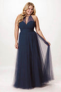 A-Line Floor Length Tulle Bridesmaid Dress CB0334PS - COCOMELODY