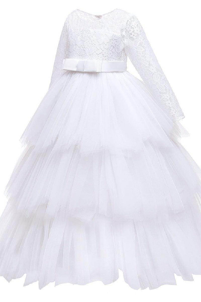 A-line floor length tulle lace flower girl dress 669800910735 - COCOMELODY