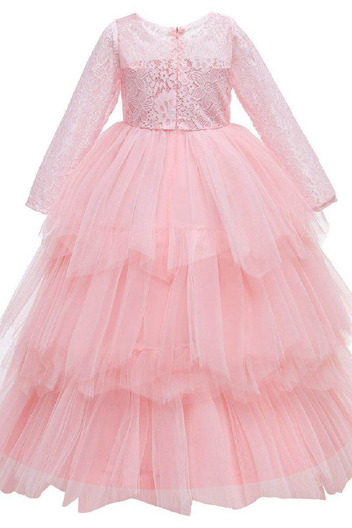 A-line floor length tulle lace flower girl dress 669800910735 - COCOMELODY