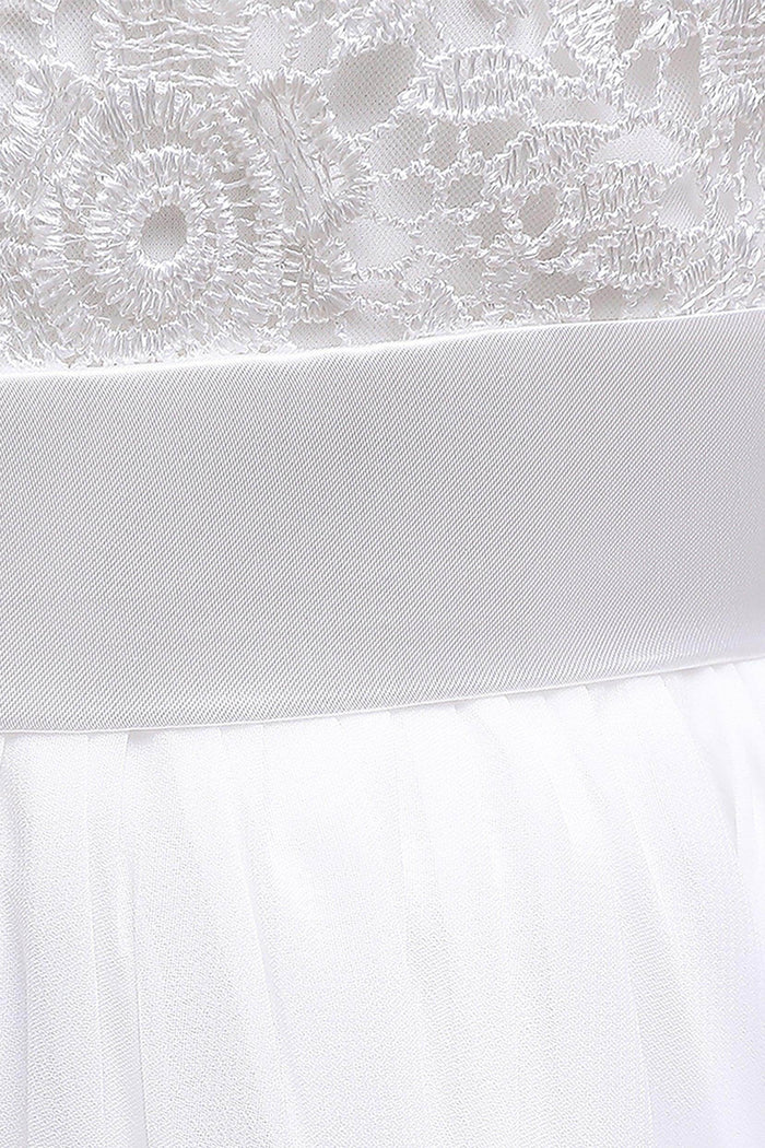 A-Line Floor Length Tulle Lace Flower Girl Dress CF0278 - COCOMELODY