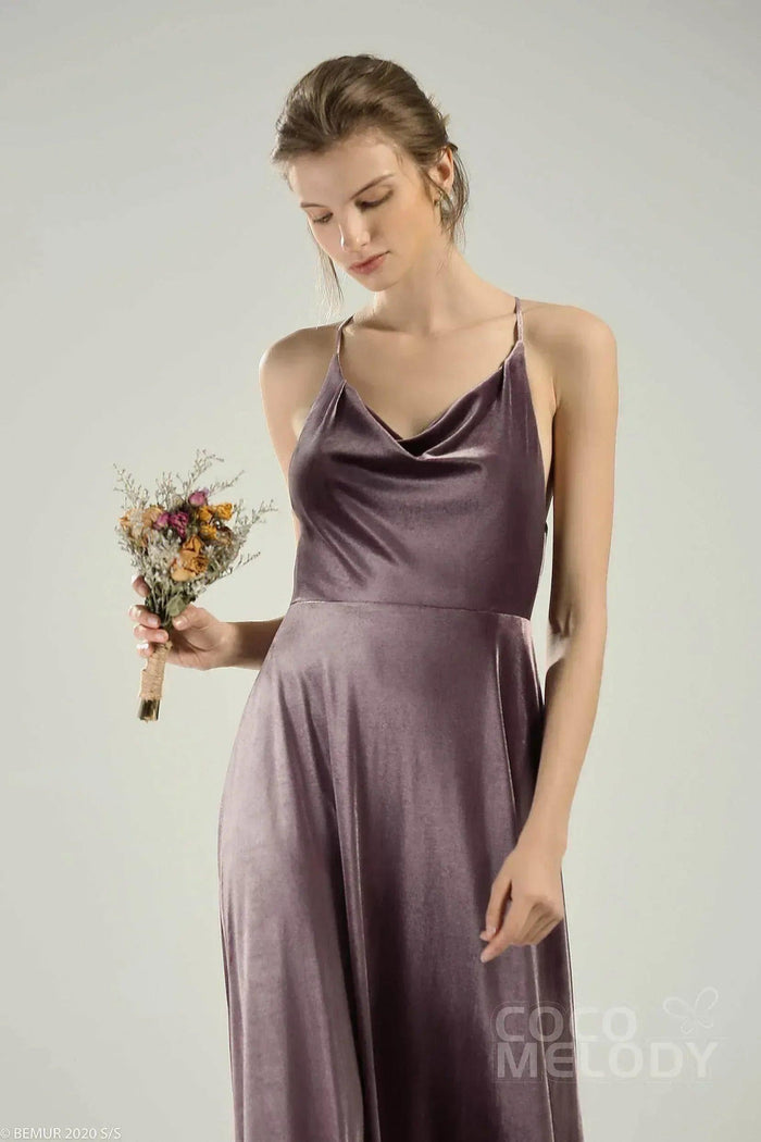 A-Line Floor Length Velvet Dress CB0625CS - COCOMELODY
