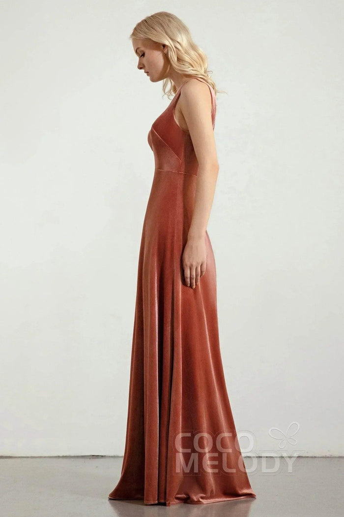 A-Line Floor Length Velvet Dresses CB0430CS - COCOMELODY