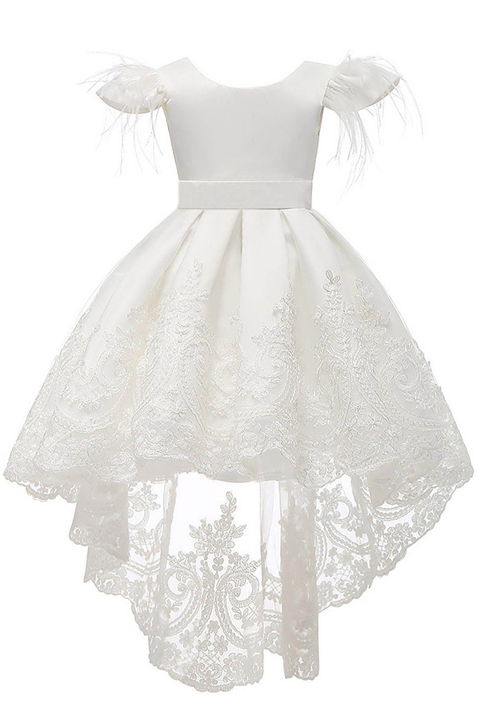 A-Line High-Low Tulle Lace Flower Girl Dress CF0313 - COCOMELODY