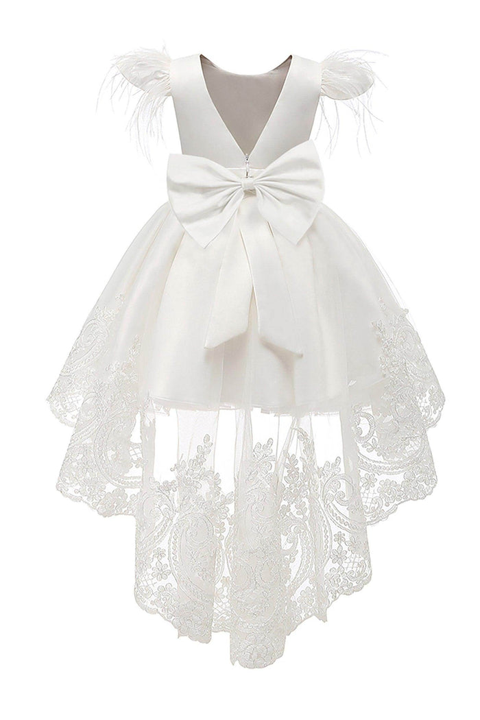 A-Line High-Low Tulle Lace Flower Girl Dress CF0313 - COCOMELODY